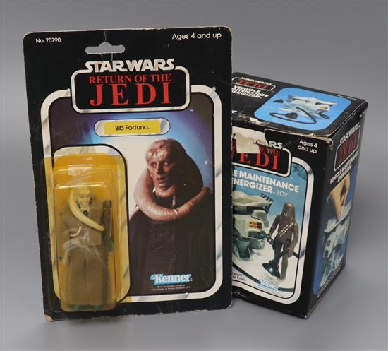 Star Wars - Kenner - an original carded Return of the Jedi figure of Bib Fortuna and a boxed Vehicle Maintenance Energizer (2)